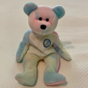 Ty Beanie Baby Multicolored Tye Die Rainbow Birthday BB Bear